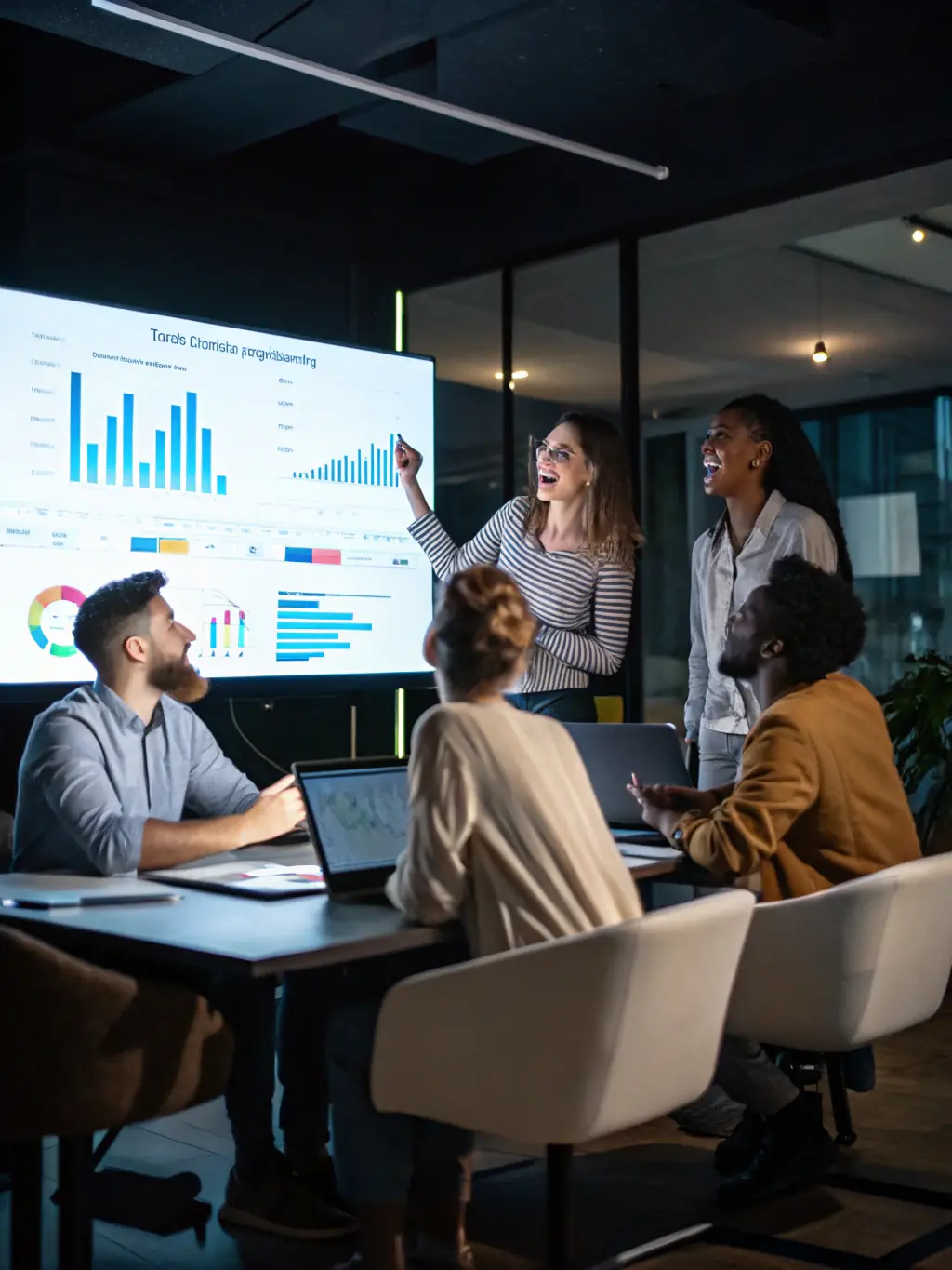 A group of experienced SEO specialists working together in a modern office, showcasing Junico SEO's knowledgeable and skilled team.